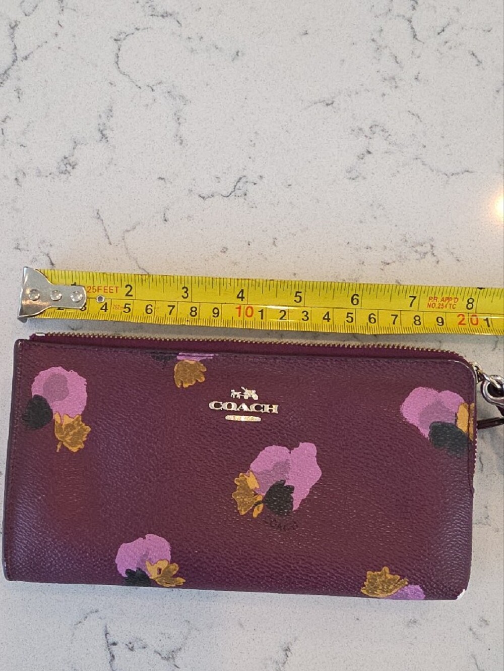 Coach Plum Floral Zip Wristlet with Gold Accents - Picture 6 of 7